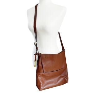 FOSSIL Charlotte Crossbody Leather New Bag Purse Brown Zippered $180 Retail